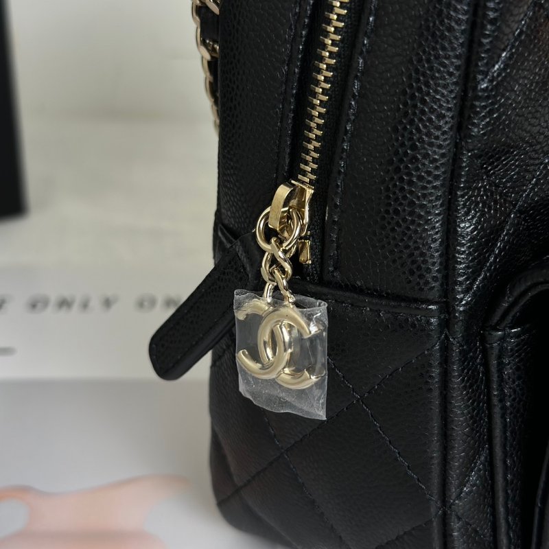 CHANEL 粒面牛皮迷你後背包 - 黑金-7