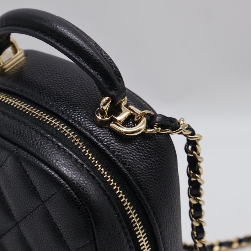 CHANEL 粒面牛皮迷你後背包 - 黑金-7