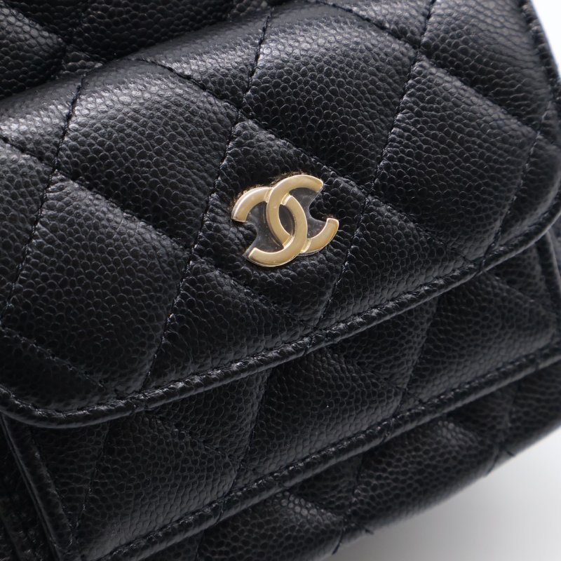 CHANEL 粒面牛皮迷你後背包 - 黑金-11