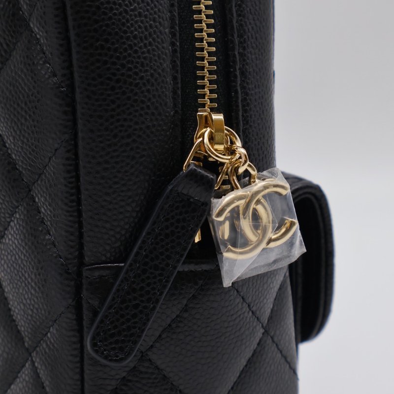 CHANEL 粒面牛皮迷你後背包 - 黑金-12