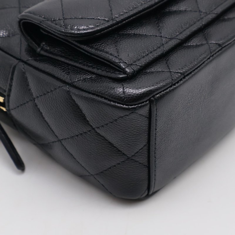 CHANEL 粒面牛皮迷你後背包 - 黑金-14