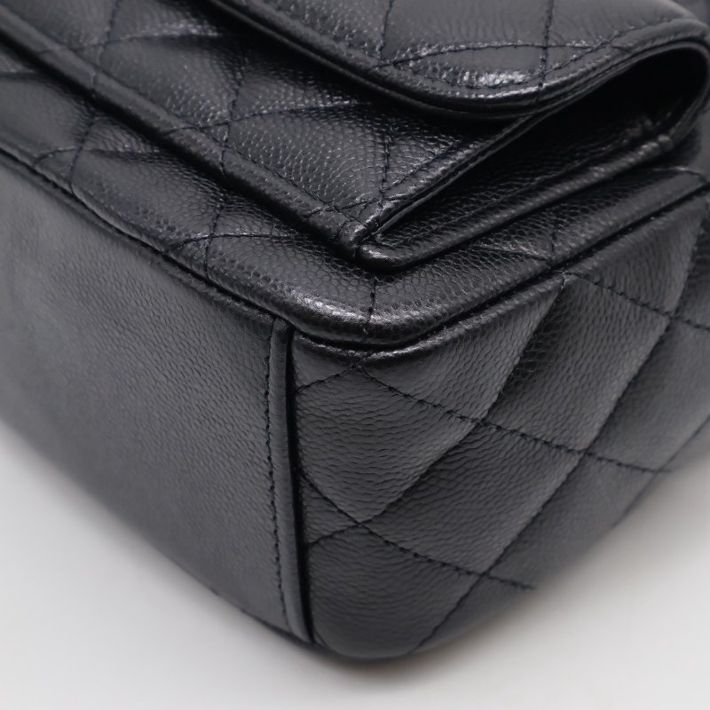 CHANEL 粒面牛皮迷你後背包 - 黑金-15