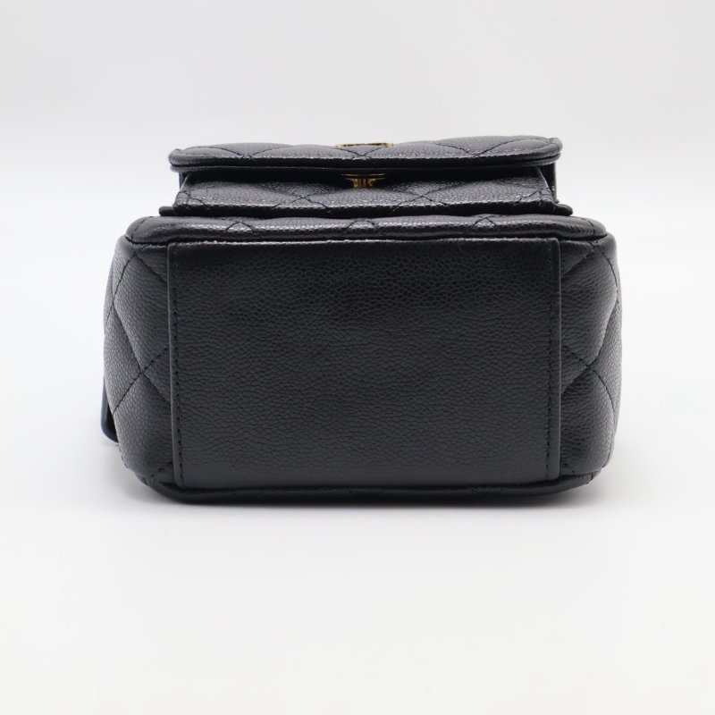 CHANEL 粒面牛皮迷你後背包 - 黑金-16