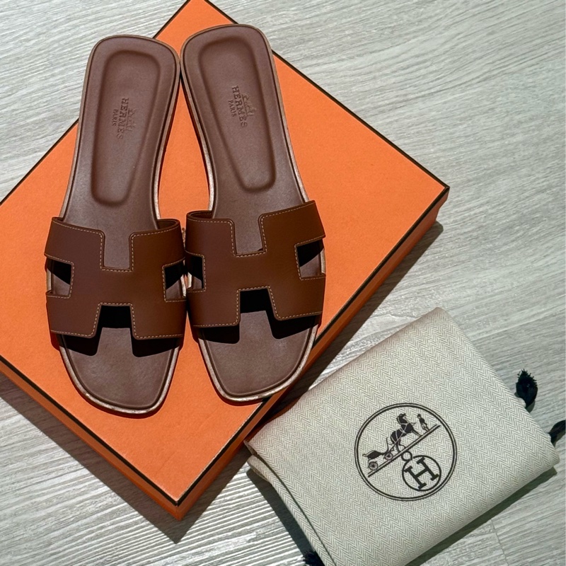 Hermès Oran 經典H拖 40號🔥9成新-0