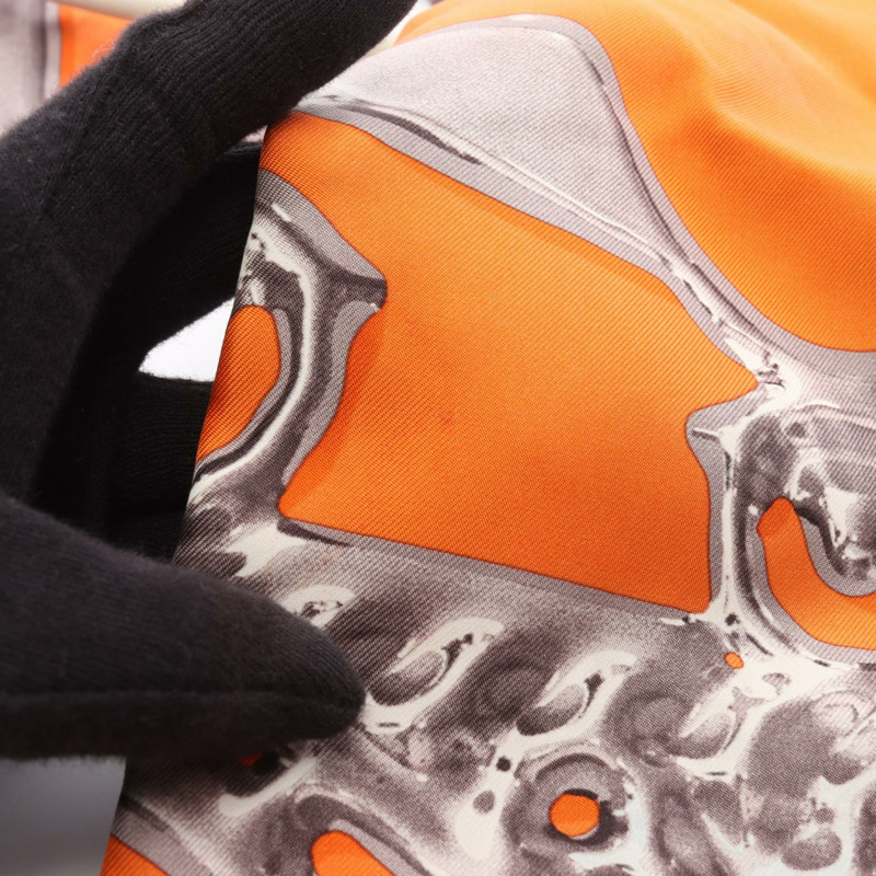 愛馬仕 Silky City PM VIF ARGENT 單背包，絲皮材質，橘色多色，二手-5