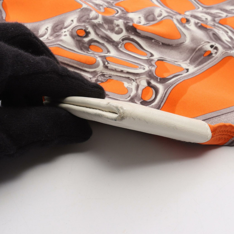 愛馬仕 Silky City PM VIF ARGENT 單背包，絲皮材質，橘色多色，二手-8