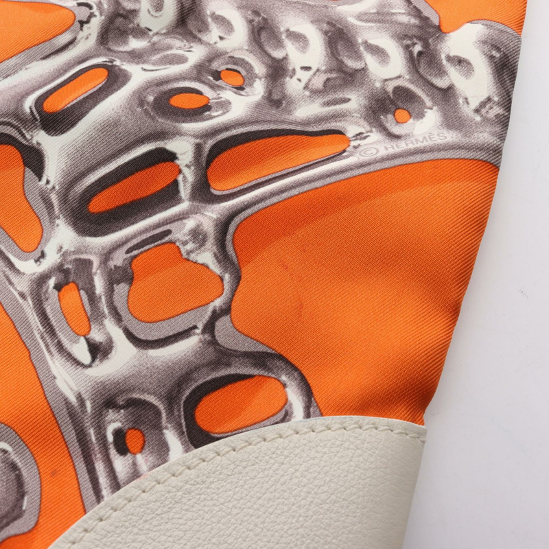 愛馬仕 Silky City PM VIF ARGENT 單背包，絲皮材質，橘色多色，二手-11