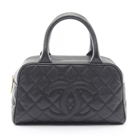 香奈兒 (CHANEL) Matelasse 手袋，粒面小牛皮，黑色，金色五金，二手，女士 Coco CC 款