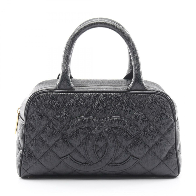 香奈兒 (CHANEL) Matelasse 手袋，粒面小牛皮，黑色，金色五金，二手，女士 Coco CC 款-0