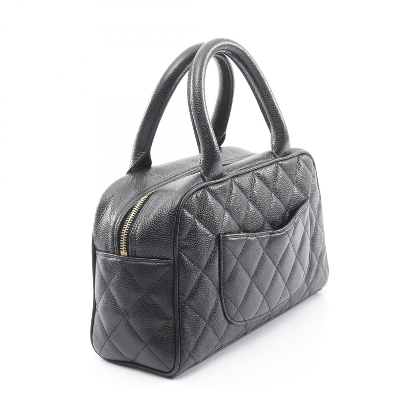 香奈兒 (CHANEL) Matelasse 手袋，粒面小牛皮，黑色，金色五金，二手，女士 Coco CC 款-1