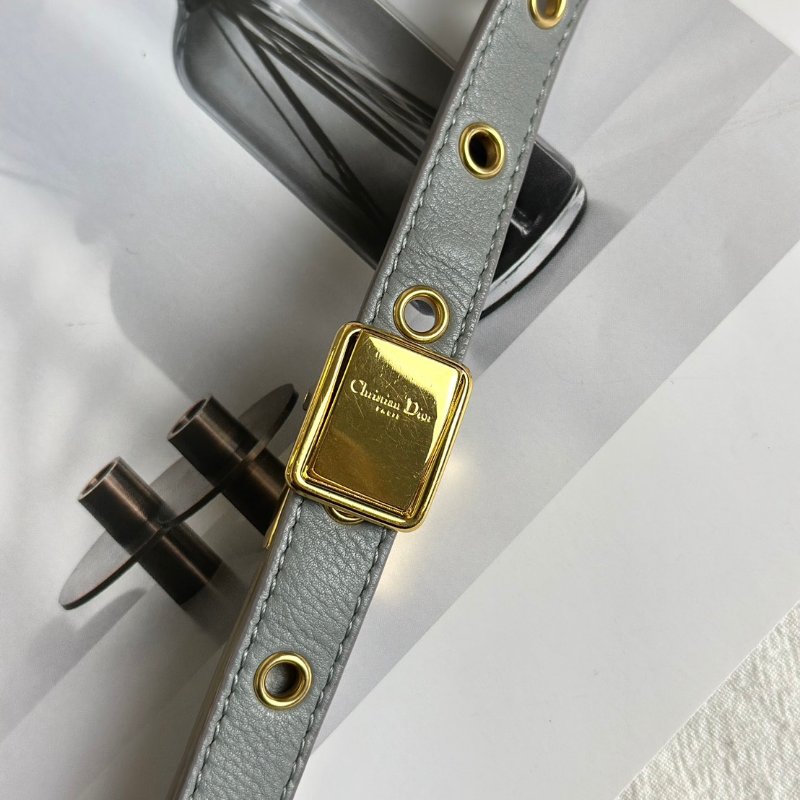 DIOR Caro藤格紋斜背包 - 中號灰金-8