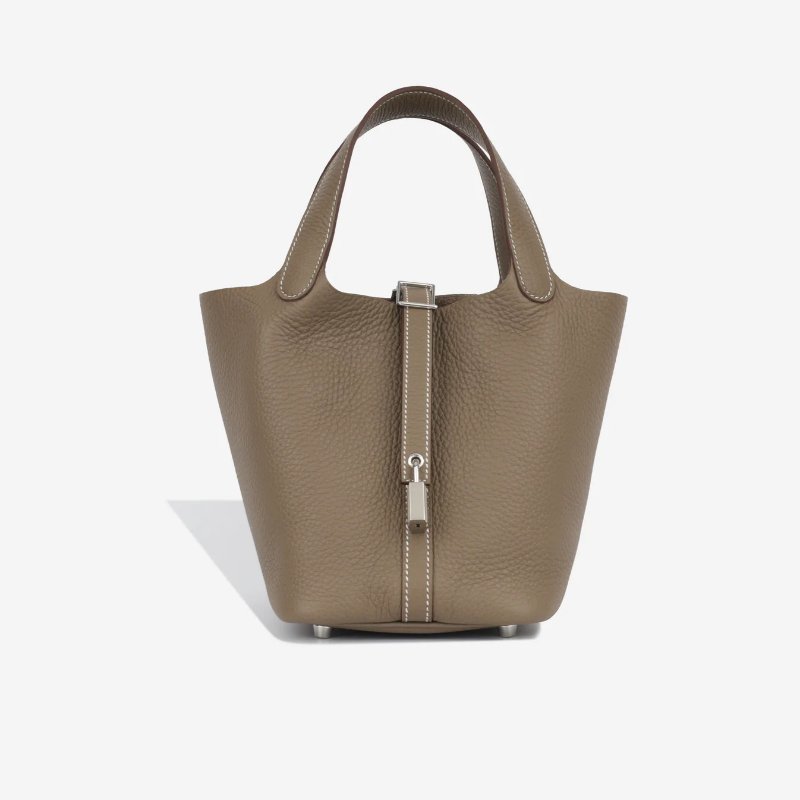 愛馬仕 Hermes Picotin Lock 18 大象灰 Etoupe Clemence 皮 菜籃子 菜籃包 水桶包 手挽袋 手提包 鈀金扣 PHW-1