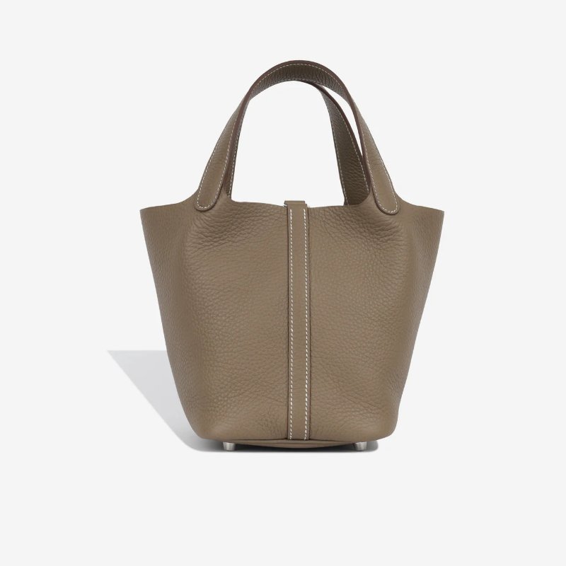 愛馬仕 Hermes Picotin Lock 18 大象灰 Etoupe Clemence 皮 菜籃子 菜籃包 水桶包 手挽袋 手提包 鈀金扣 PHW-3