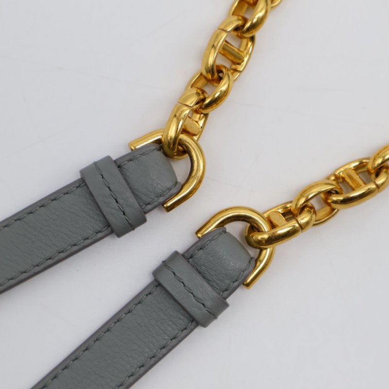 DIOR Caro藤格紋斜背包 - 中號灰金-16