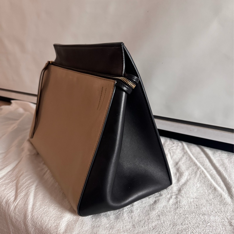 Old Celine Edge Bag Medium 黑奶茶配色-2