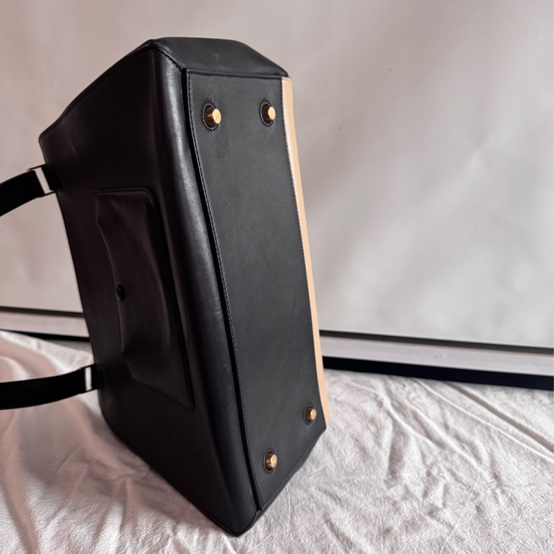 Old Celine Edge Bag Medium 黑奶茶配色-3