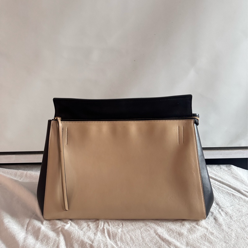 Old Celine Edge Bag Medium 黑奶茶配色-5