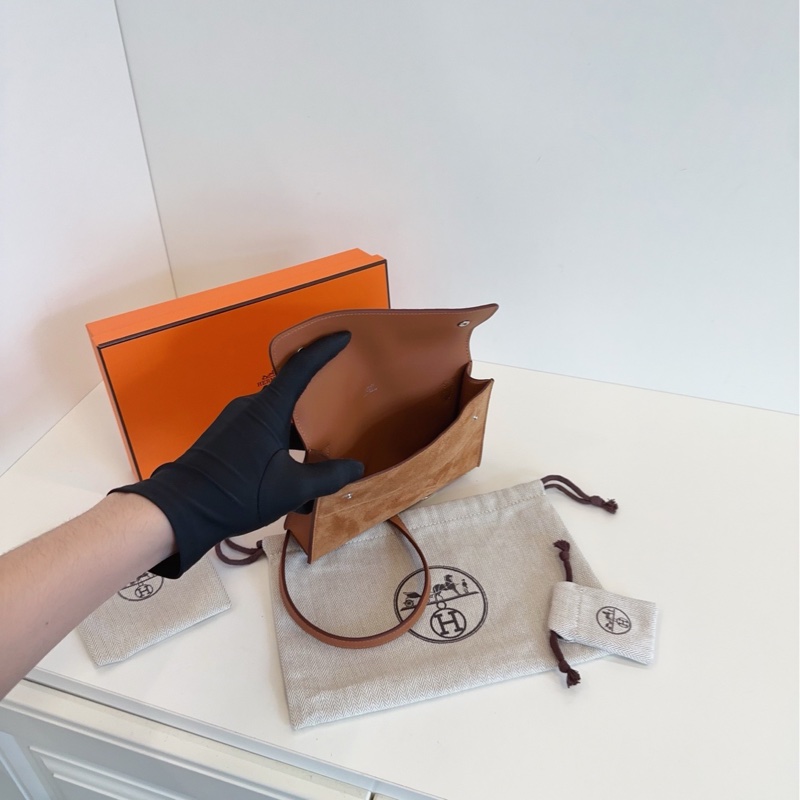 【未使用全套🆕】HERMES snap wallet金棕銀扣 麂皮拼皮 W刻 斜挎包-7