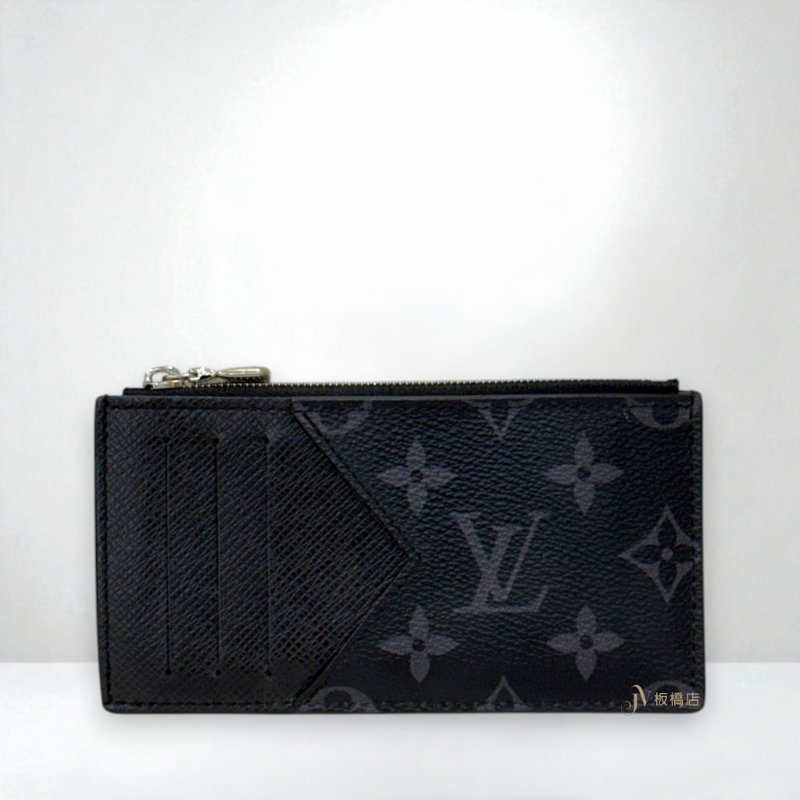 JS1291-LV 黑灰原花一字拉鍊卡片零錢包 M30271-3