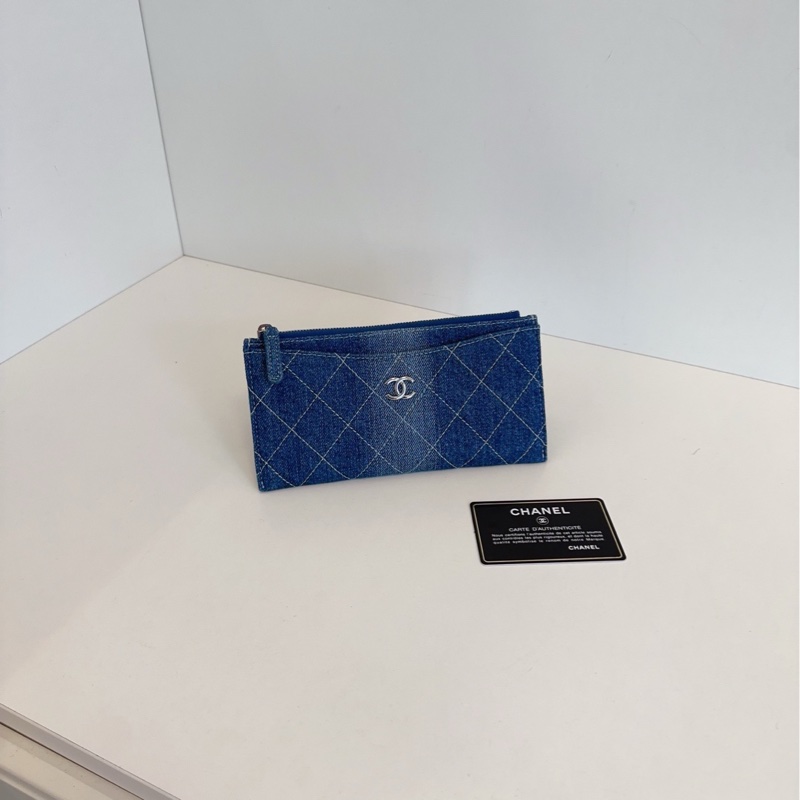 【99新🆕】Chanel 漸變牛仔銀扣👖長款拉鍊錢包 卡包 手拿包-0