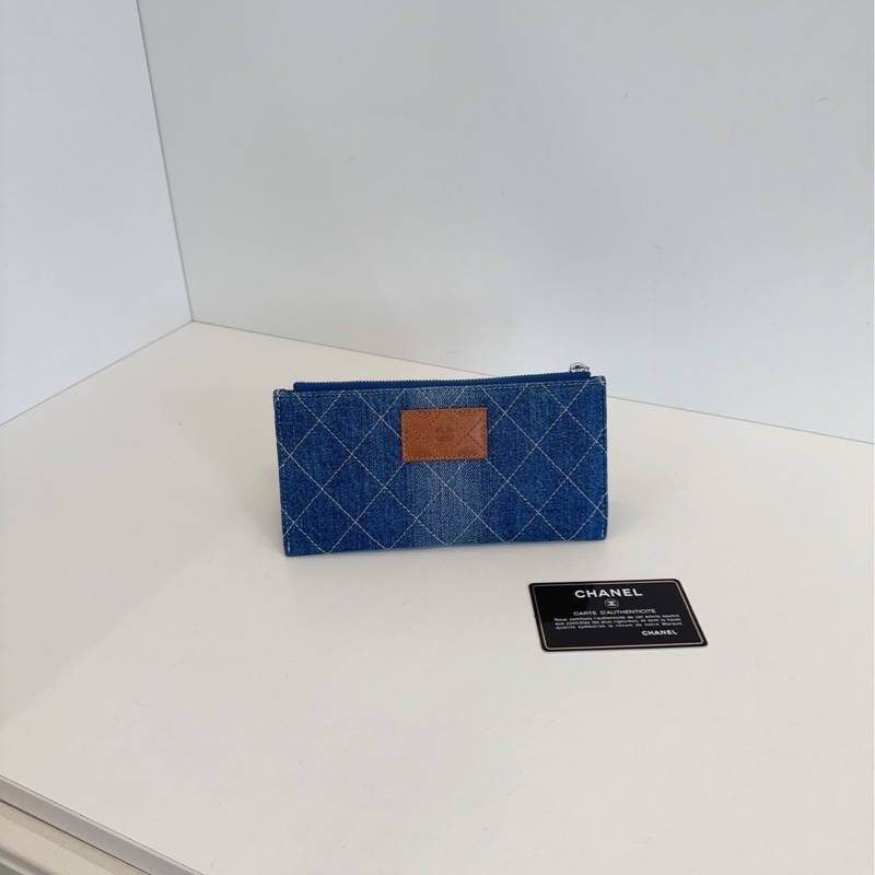 【99新🆕】Chanel 漸變牛仔銀扣👖長款拉鍊錢包 卡包 手拿包-1