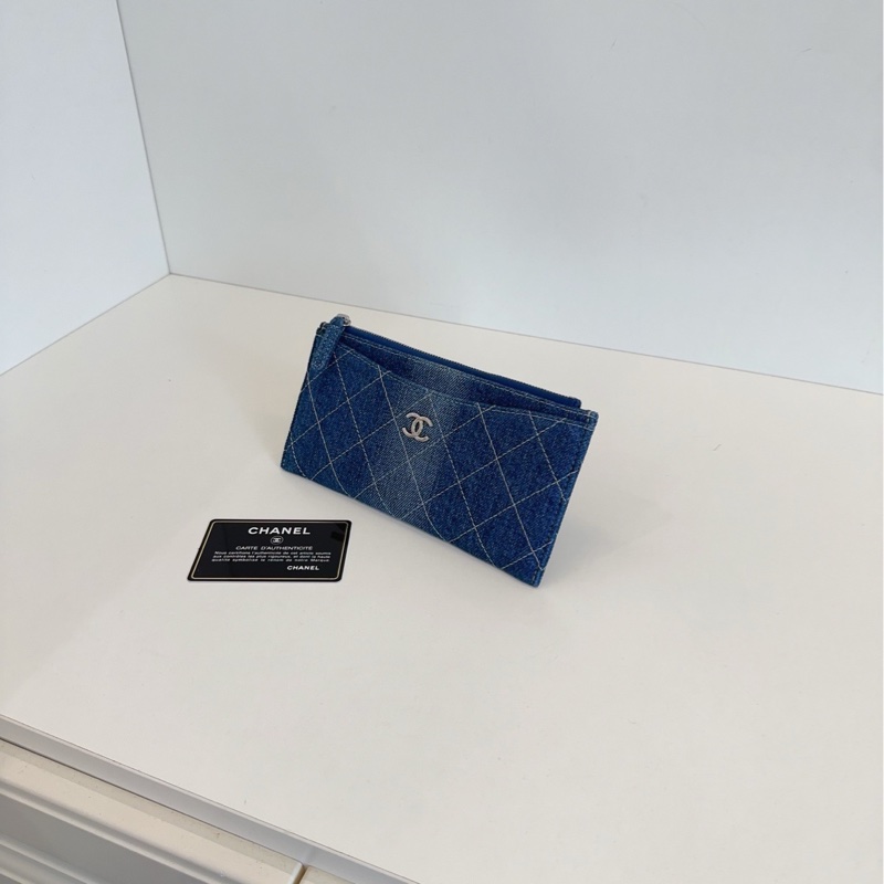 【99新🆕】Chanel 漸變牛仔銀扣👖長款拉鍊錢包 卡包 手拿包-3