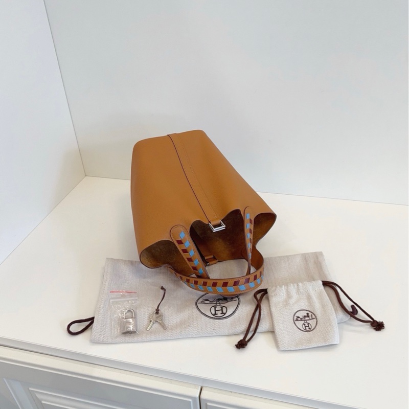 【99新🆕】Hermes Picotin菜籃子18 限量編織手柄款金棕色銀扣 手提包-3