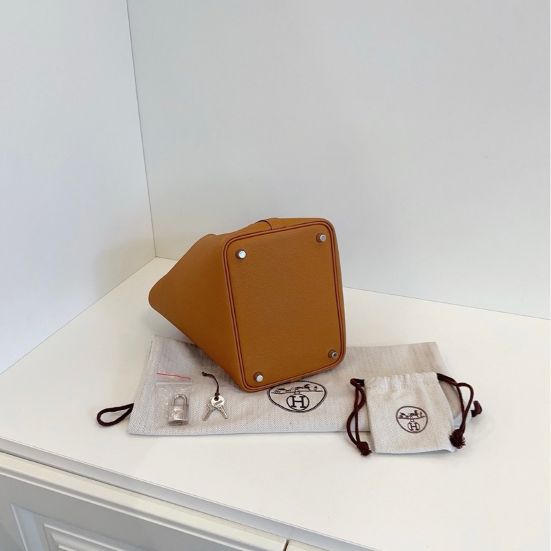 【99新🆕】Hermes Picotin菜籃子18 限量編織手柄款金棕色銀扣 手提包-4