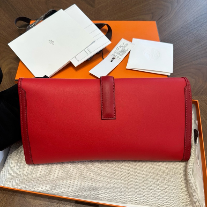 全新閒置Hermes愛馬仕jigeElan29辣椒紅手拿包，21年Z刻大全套-2