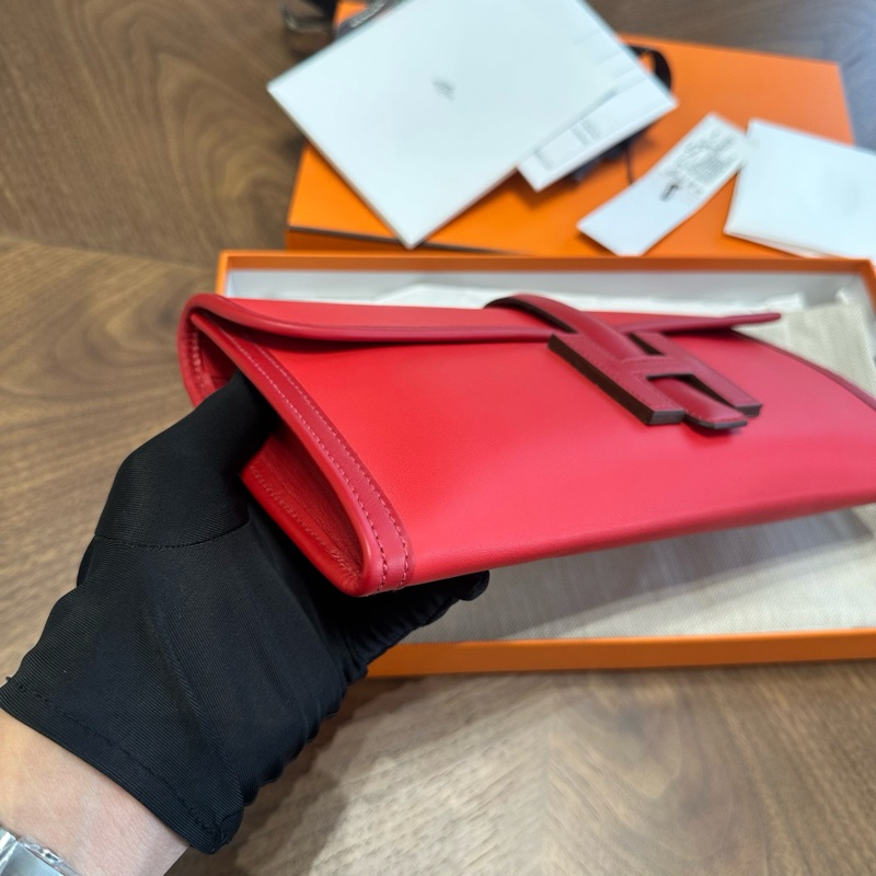 全新閒置Hermes愛馬仕jigeElan29辣椒紅手拿包，21年Z刻大全套-3