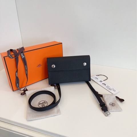 【未使用全套🧡🆕】Hermes黑銀snap wallet小方塊盒子包 斜挎包