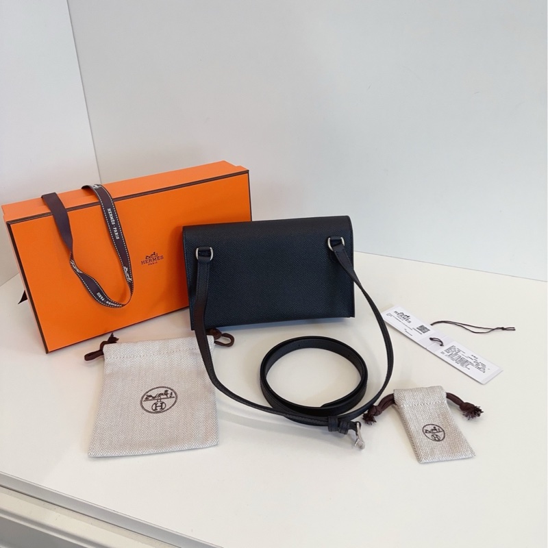 【未使用全套🧡🆕】Hermes黑銀snap wallet小方塊盒子包 斜挎包-1