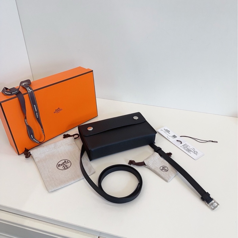 【未使用全套🧡🆕】Hermes黑銀snap wallet小方塊盒子包 斜挎包-3