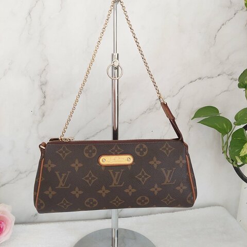 LV  M95567 EVA 原花金牌金鍊手提包/肩背包/斜背包/晚宴包/腋下包 /麻將包