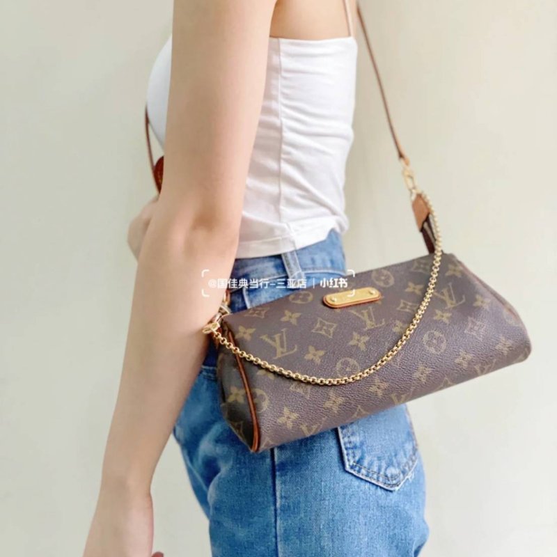 LV  M95567 EVA 原花金牌金鍊手提包/肩背包/斜背包/晚宴包/腋下包 /麻將包-5