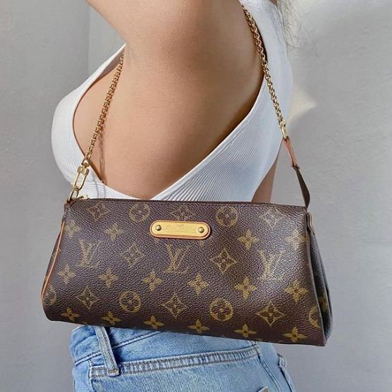 LV  M95567 EVA 原花金牌金鍊手提包/肩背包/斜背包/晚宴包/腋下包 /麻將包-6