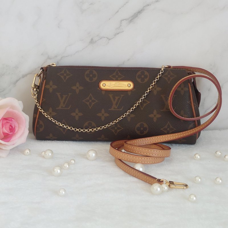 LV  M95567 EVA 原花金牌金鍊手提包/肩背包/斜背包/晚宴包/腋下包 /麻將包-14