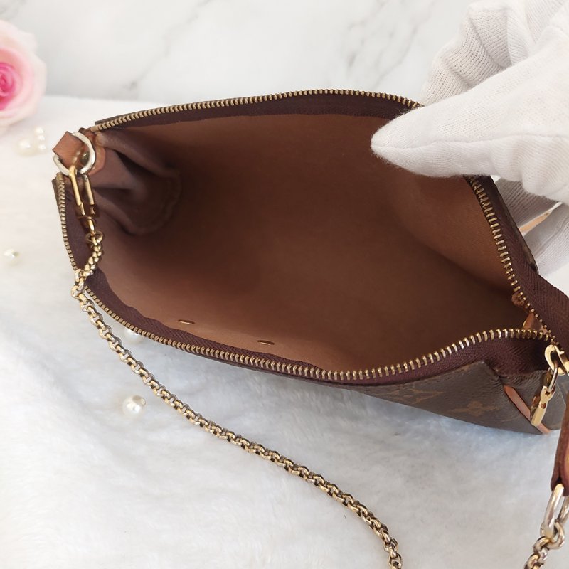 LV  M95567 EVA 原花金牌金鍊手提包/肩背包/斜背包/晚宴包/腋下包 /麻將包-32