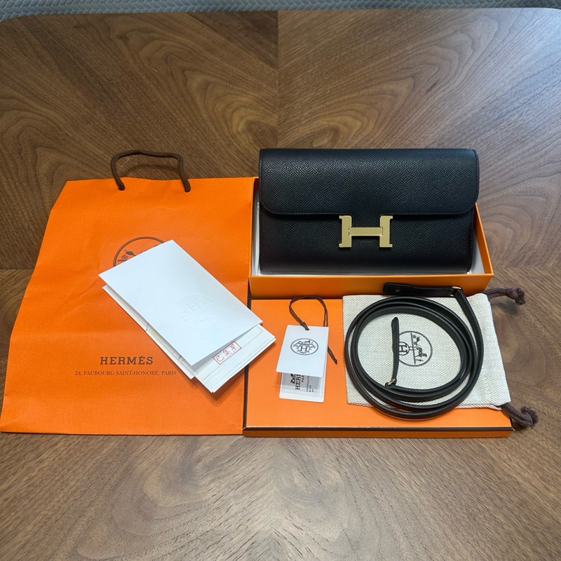 HERMES/愛馬仕康康Togo黑金EP皮W刻24年大全套國行票，閒置新部分原膜在-0