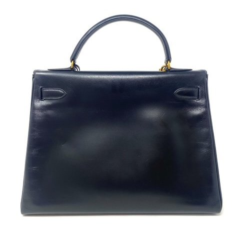 愛馬仕 Kelly 32 Box 皮 黑色 黑金 凱莉包 手提包 肩背包 金扣 GHW-2