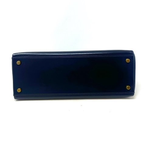 愛馬仕 Kelly 32 Box 皮 黑色 黑金 凱莉包 手提包 肩背包 金扣 GHW-3