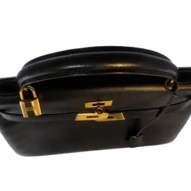 愛馬仕 Kelly 32 Box 皮 黑色 黑金 凱莉包 手提包 肩背包 金扣 GHW-6