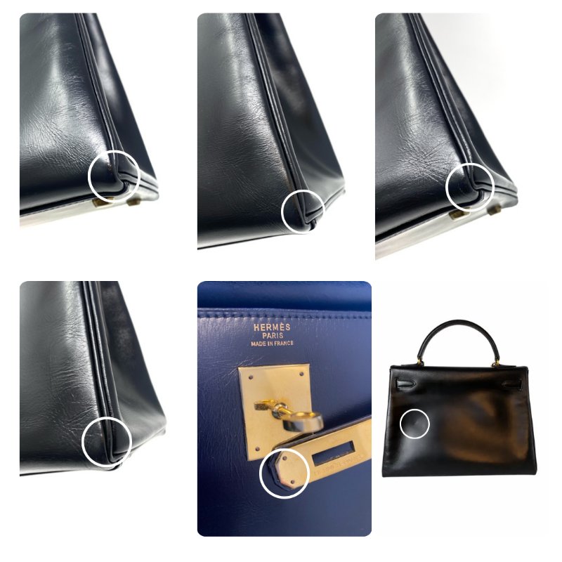 愛馬仕 Kelly 32 Box 皮 黑色 黑金 凱莉包 手提包 肩背包 金扣 GHW-11