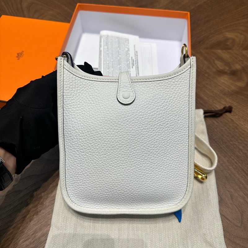 HERMES 愛馬仕 mini evelyne DW新白色 金扣 tc皮 B刻 23年大全套。-2