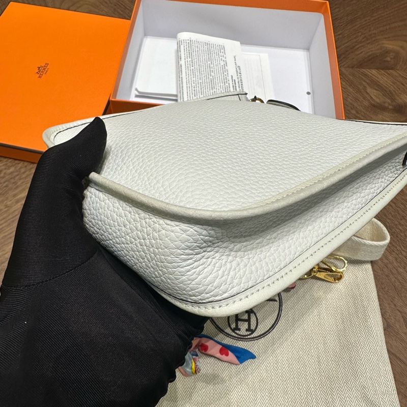 HERMES 愛馬仕 mini evelyne DW新白色 金扣 tc皮 B刻 23年大全套。-6