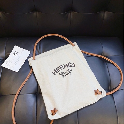 【99新閒置🆕】Hermes 米色拼黑字帆布 單肩包