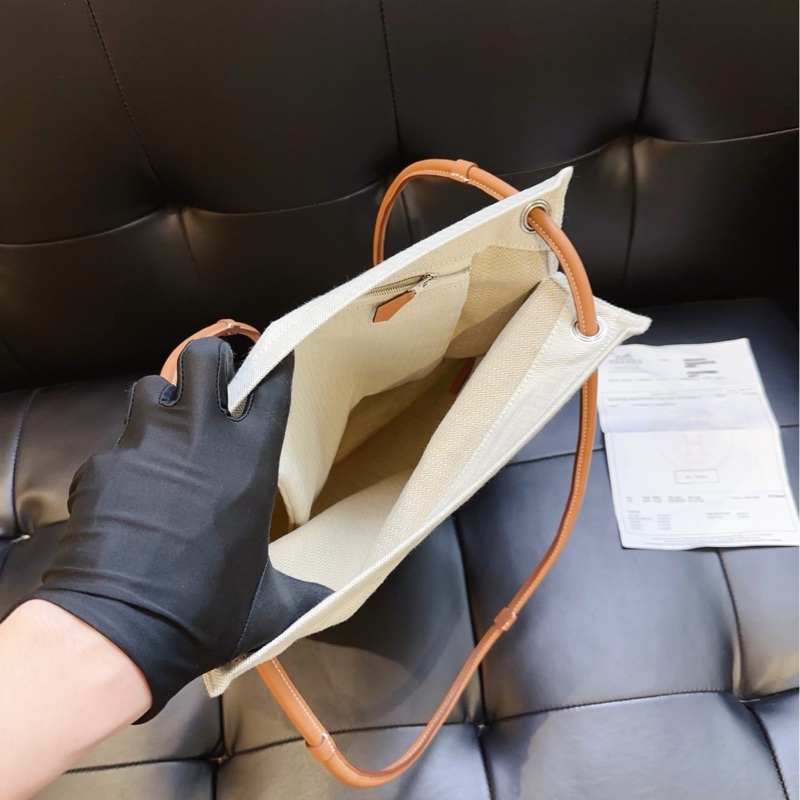 【99新閒置🆕】Hermes 米色拼黑字帆布 單肩包-6