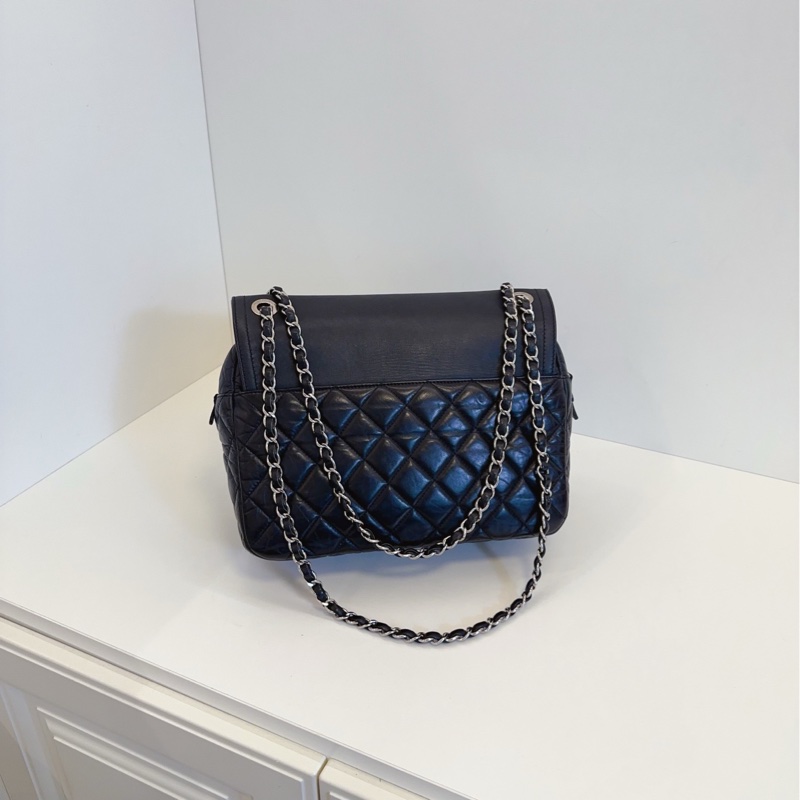 【98新🆕】Chanel  黑銀CF大方胖子 翻蓋鏈條包-1