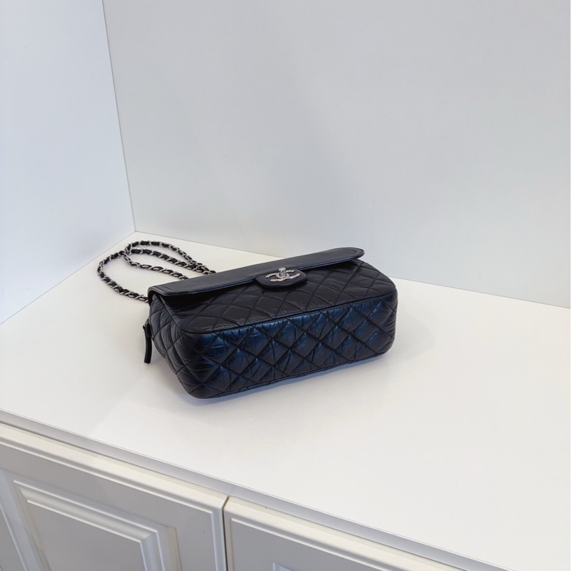 【98新🆕】Chanel  黑銀CF大方胖子 翻蓋鏈條包-3