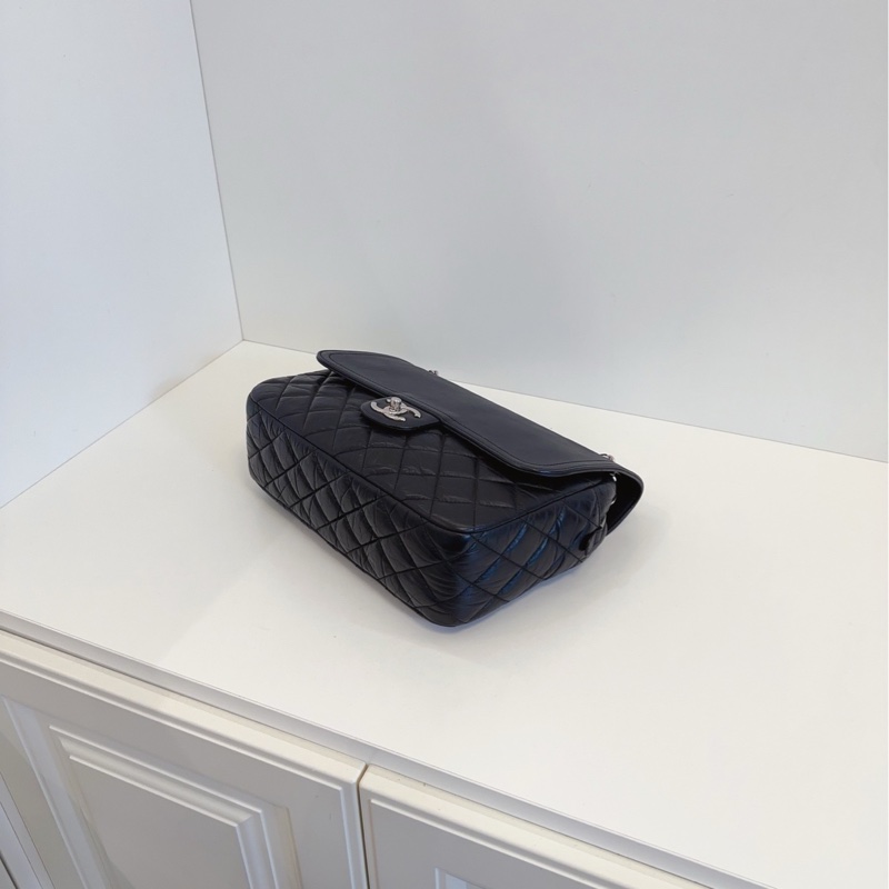 【98新🆕】Chanel  黑銀CF大方胖子 翻蓋鏈條包-4